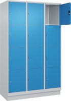 Fächerschrank CLASSIC
B1200xT500xH1950 mm
RAL 7035/5012, 3x4 Fächer
