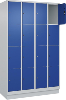 Fächerschrank CLASSIC
B1200xT500xH1950 mm
RAL 7035/5010, 4x4 Fächer