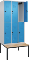 Doppelst. Schrank CLASSIC
B900xT500xH2120 mm
RAL 7035/5012, 3x2Abteile
