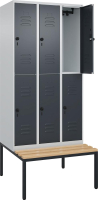 Doppelst. Schrank CLASSIC
B900xT500xH2120 mm
RAL 7035/7016, 3x2Abteile
