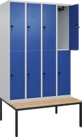 Doppelst. Schrank CLASSIC
B1200xT500xH2120 mm
RAL 7035/5010, 4x2Abteile