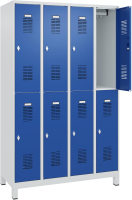 FORMAT Garderobenschrank
B1200xT500xH1950 mm
RAL7035/5010, 4x2 Abteile