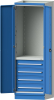 Modulschrank Modell 2409
B715xT720xH2200mm
RAL 7035/5012 mit Türen