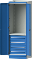 Modulschrank Modell 2409
B715xT720xH2200mm
RAL 7035/5012 mit Türen