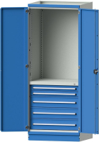 Modulschrank Modell 2410
B865xT720xH2200mm
RAL 7035/5012 mit Türen