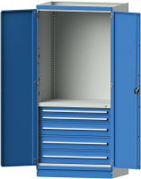 Modulschrank Modell 2410
B1015xT720xH2200mm
RAL 7035/5012 mit Türen