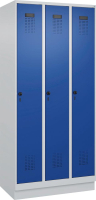 Garderobenschrank EVOLO
mit 100 mm hohem Sockel
RAL 7035/5010, 3 Abteile