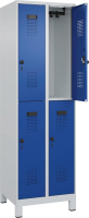 Doppelst. Schrank EVOLO
mit 100 mm hohen Füßen
RAL7035/5010, 2x2Abteile