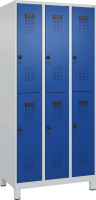 Doppelst. Schrank EVOLO
mit 100 mm hohen Füßen
RAL7035/5010, 3x2Abteile