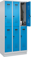 Doppelst. Schrank EVOLO
mit 100 mm hohem Sockel
RAL7035/5012, 3x2Abteile