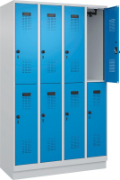 Doppelst. Schrank EVOLO
mit 100 mm hohem Sockel
RAL7035/5012, 4x2Abteile