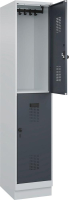 Doppelst. Schrank EVOLO
mit 100 mm hohem Sockel
RAL7035/7016, 1x2Abteile