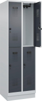 Doppelst. Schrank EVOLO
mit 100 mm hohem Sockel
RAL7035/7016, 2x2Abteile