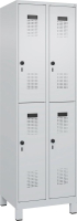 Doppelst. Schrank EVOLO
mit 100 mm hohen Füßen
RAL7035/7035, 2x2Abteile