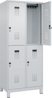 Doppelst. Schrank EVOLO
mit 100 mm hohen Füßen
RAL7035/7035, 2x2Abteile