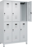 Doppelst. Schrank EVOLO
mit 100 mm hohen Füßen
RAL7035/7035, 3x2Abteile