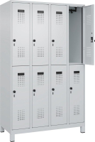 Doppelst. Schrank EVOLO
mit 100 mm hohen Füßen
RAL7035/7035, 4x2Abteile