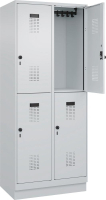 Doppelst. Schrank EVOLO
mit 100 mm hohem Sockel
RAL7035/7035, 2x2Abteile