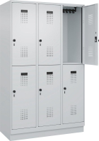 Doppelst. Schrank EVOLO
mit 100 mm hohem Sockel
RAL7035/7035, 3x2Abteile