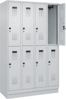 Doppelst. Schrank EVOLO
mit 100 mm hohem Sockel
RAL7035/7035, 4x2Abteile