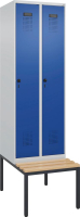 Garderobenschrank EVOLO
mit untergeb. Sitzbank
RAL 7035/5010, 2 Abteile