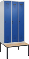 Garderobenschrank EVOLO
mit untergeb. Sitzbank
RAL 7035/5010, 3 Abteile