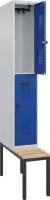 Doppelst. Schrank EVOLO
mit untergeb. Sitzbank
RAL7035/5010, 1x2Abteile