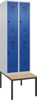 Doppelst. Schrank EVOLO
mit untergeb. Sitzbank
RAL7035/5010, 2x2Abteile