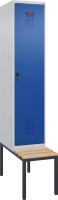 Garderobenschrank EVOLO
mit untergeb. Sitzbank
RAL 7035/5010, 1 Abteil