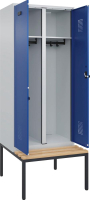 S/W-Gard.-Schrank EVOLO
mit untergeb. Sitzbank
RAL 7035/5010, 2 Abteile