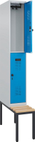 Doppelst. Schrank EVOLO
mit untergeb. Sitzbank
RAL7035/5012, 1x2Abteile