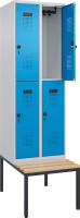 Doppelst. Schrank EVOLO
mit untergeb. Sitzbank
RAL7035/5012, 2x2Abteile