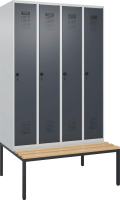 Garderobenschrank EVOLO
mit untergeb. Sitzbank
RAL 7035/7016, 4 Abteile