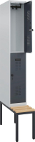 Doppelst. Schrank EVOLO
mit untergeb. Sitzbank
RAL7035/7016, 1x2Abteile