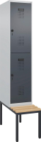 Doppelst. Schrank EVOLO
mit untergeb. Sitzbank
RAL7035/7016, 1x2Abteile