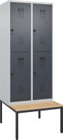 Doppelst. Schrank EVOLO
mit untergeb. Sitzbank
RAL7035/7016, 2x2Abteile