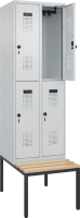 Doppelst. Schrank EVOLO
mit untergeb. Sitzbank
RAL7035/7035, 2x2Abteile