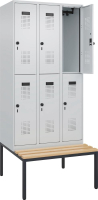 Doppelst. Schrank EVOLO
mit untergeb. Sitzbank
RAL7035/7035, 3x2Abteile