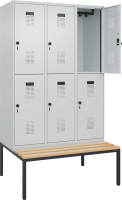Doppelst. Schrank EVOLO
mit untergeb. Sitzbank
RAL7035/7035, 3x2Abteile