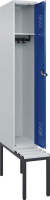 Garderobenschrank EVOLO
mit U.-Bank, KST-Leisten
RAL 7035/5010, 1 Abteil
