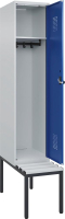 Garderobenschrank EVOLO
mit U.-Bank, KST-Leisten
RAL 7035/5010, 1 Abteil