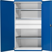 Schwerlastschrank
B1085xT630xH1950mm
RAL7035/5010 o.Mittelwand