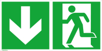 Fluchtwegschild Folie
B400xH200 mm Notausgang
links mit Pfeil abwärts