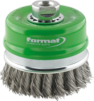 FORMAT-Stahldraht-Topfbürste
rostfrei gezopft Dm. 80x0.5mm/
M14 m. Stützring  P7042.0081