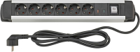 Steckdosenleiste  6-fach
H05VV-F3G1,5 1,6m
Aluminium
FORTIS