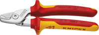 Kabelschere VDE mit
Mehrkomponetnen-Griffen
160mm schlanke Kopfform
KNIPEX
