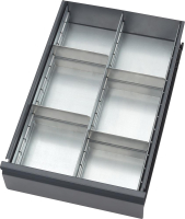 Schubladeneinteilungs-Set
1 Längsteiler
4 Trennbleche