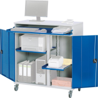 Computer-Schrank
B1100xT520xH1185 mm
RAL 7035/5010 mobil