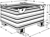 Stapelbehälter verzinkt
B1200xT1000xH650 mm
Nutzlast 2t Auflast 8t