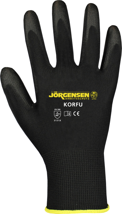PU-Montage-Strickhandschuh 
KORFU schwarz 
PSA-Kat. II - EN 21420/EN 388 - Detail 1